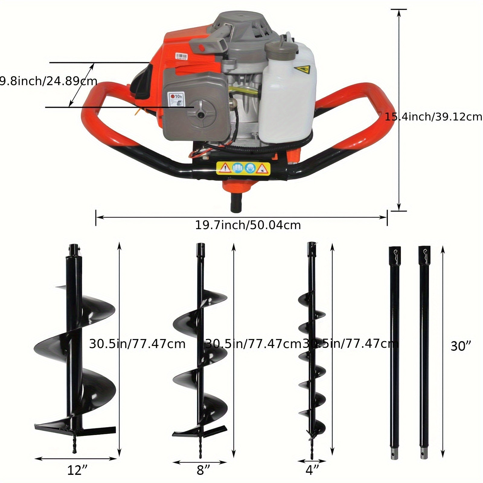 85cc 4HP Post Hole Digger Gas Powered
