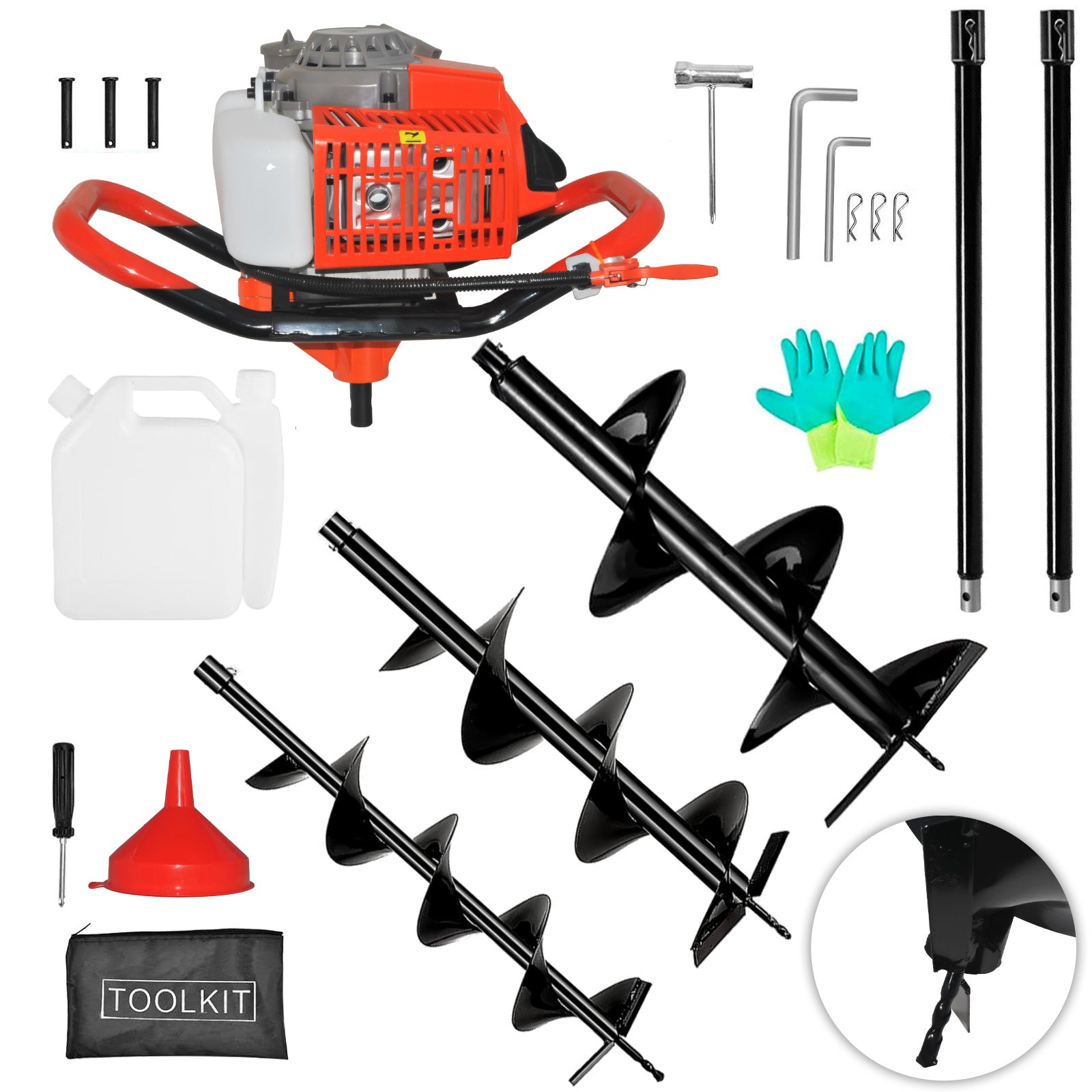 72cc 4HP Post Hole Digger Gas Powered