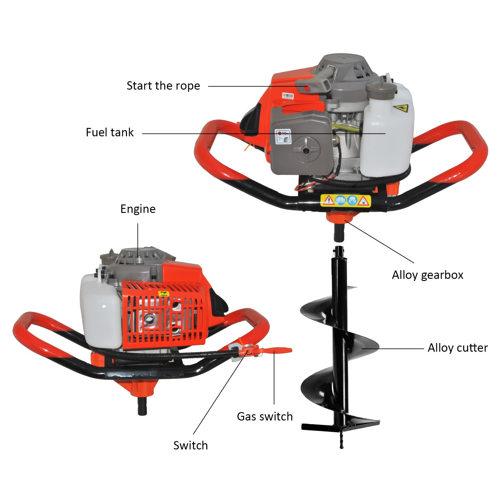 72cc 4HP Post Hole Digger Gas Powered