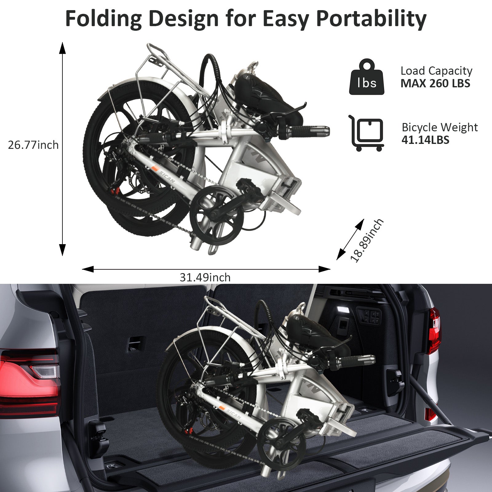 48V 1000W 20" Adult Folding Ebike 35MPH 7-Speed UL2849 Certified