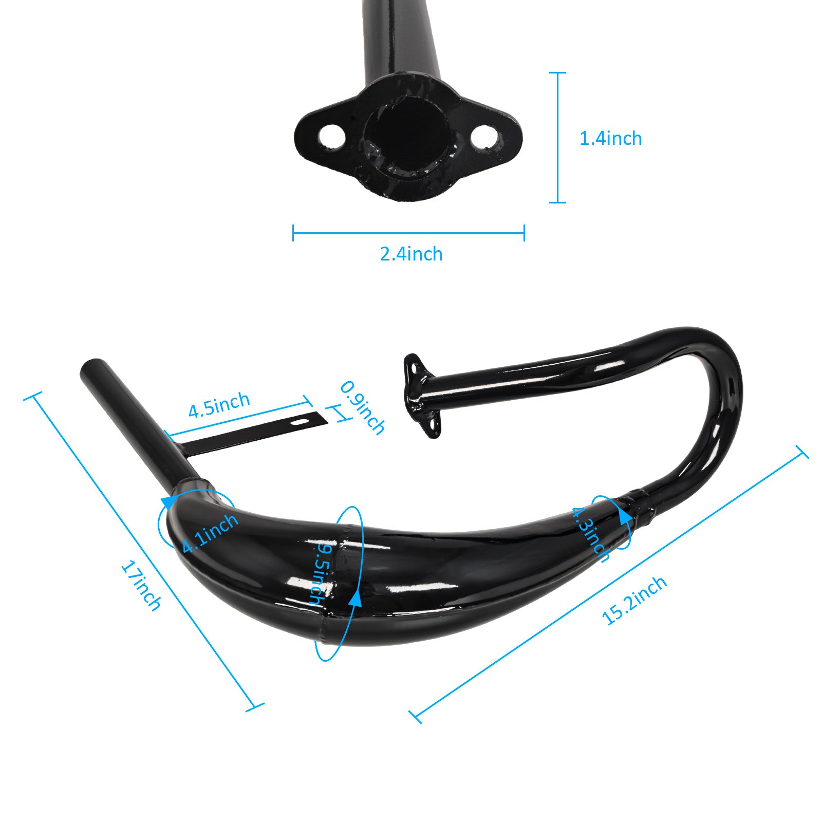 2 Stroke 50-100cc Chrome Exhaust Muffler Pipe for Motorized Bicycle