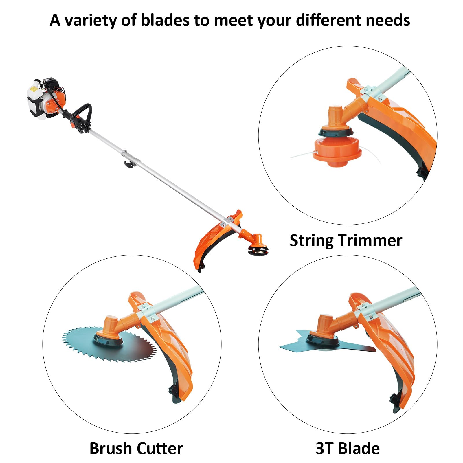 52cc 2-Cycle 6-in-1 Gas Weed Eater Trimmer Straight Shaft Yard Garden