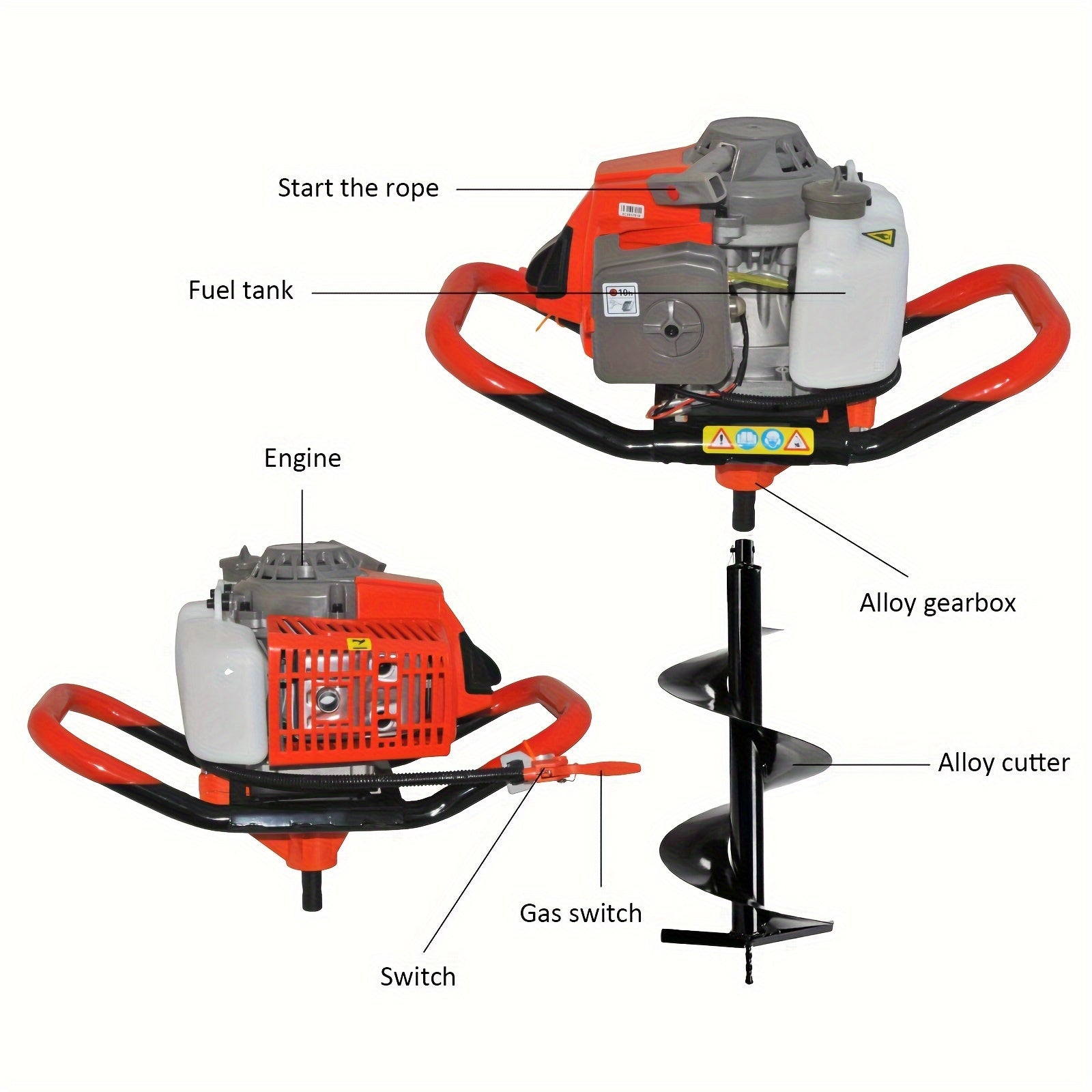 85cc 4HP Post Hole Digger Gas Powered